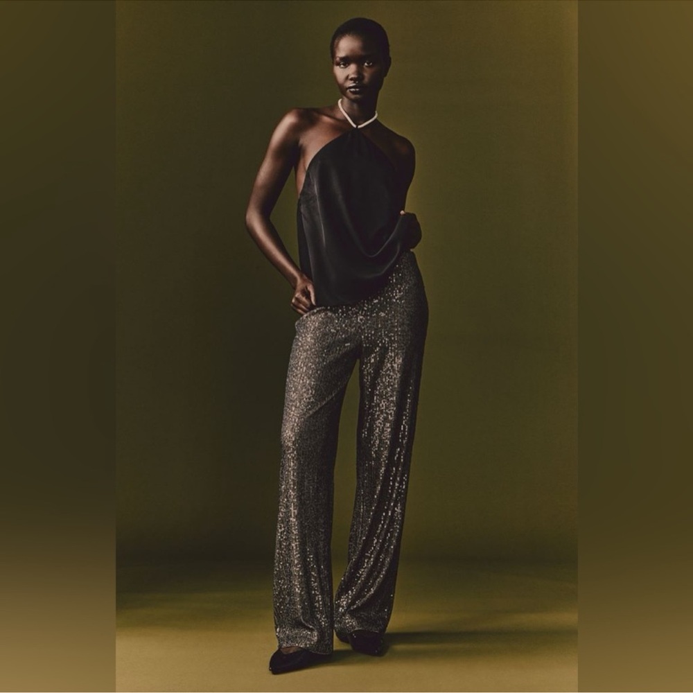 H&M Dark Grey Sequined Pants NWT